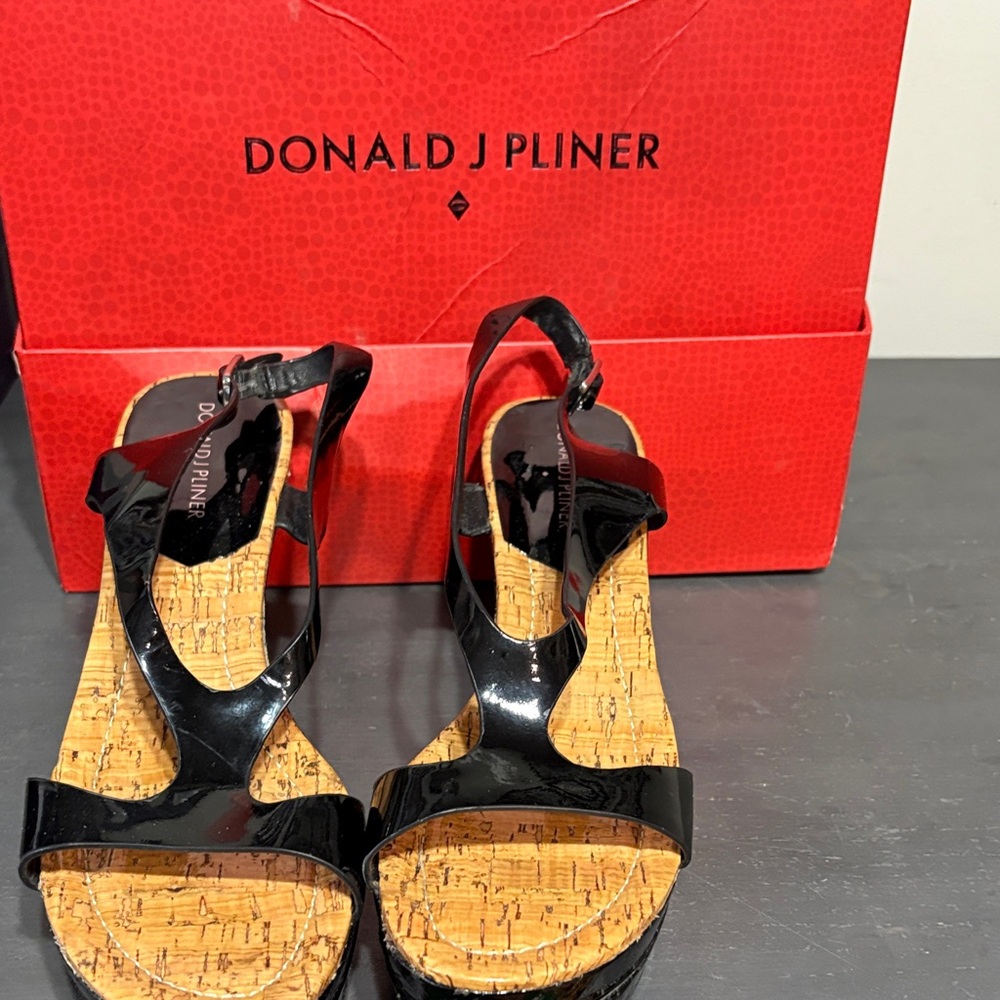 Donald J. Pliner Glossy Black Patent Leather Women's Wedge